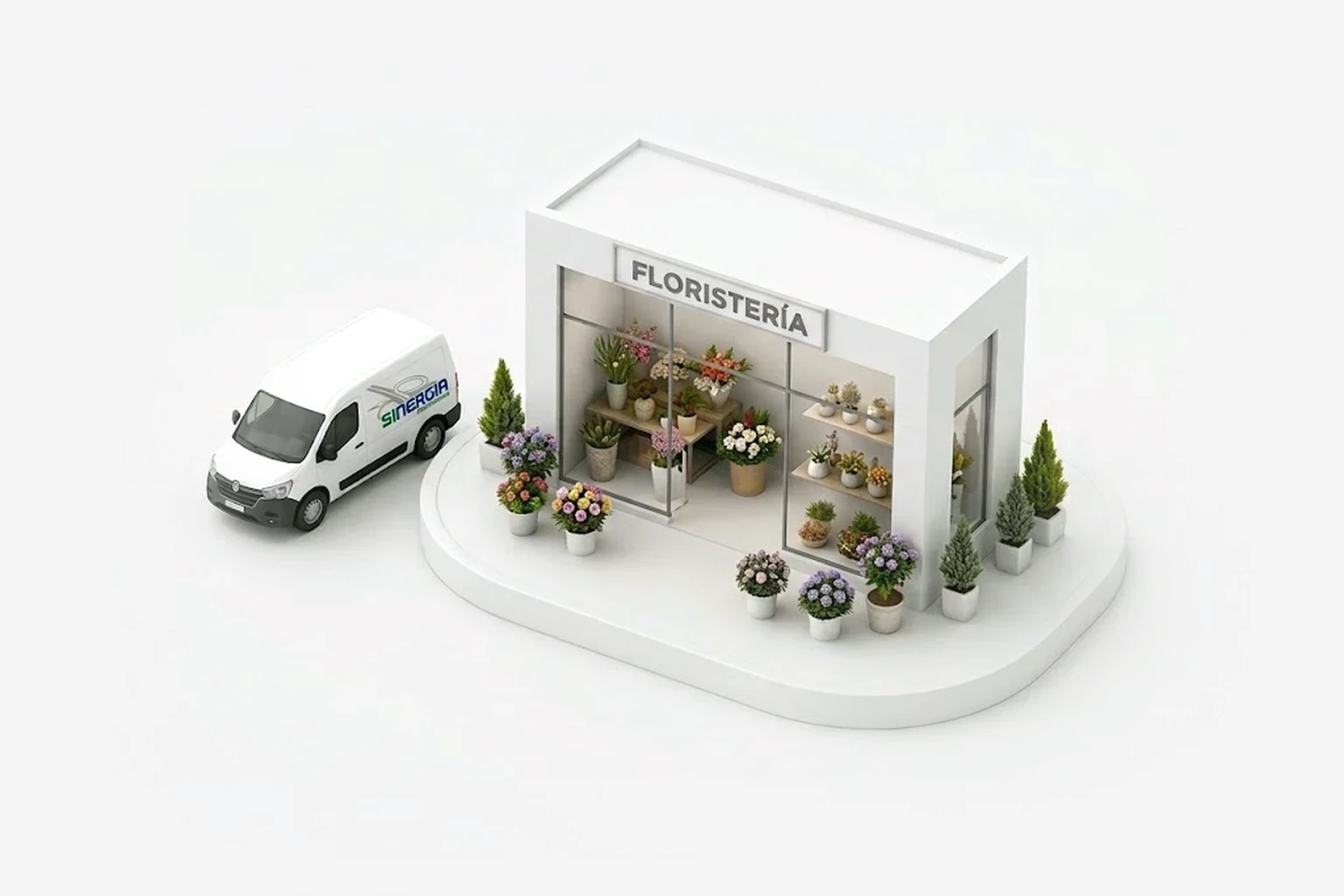Floristería atendida por el reparto de Sinergia en Madrid