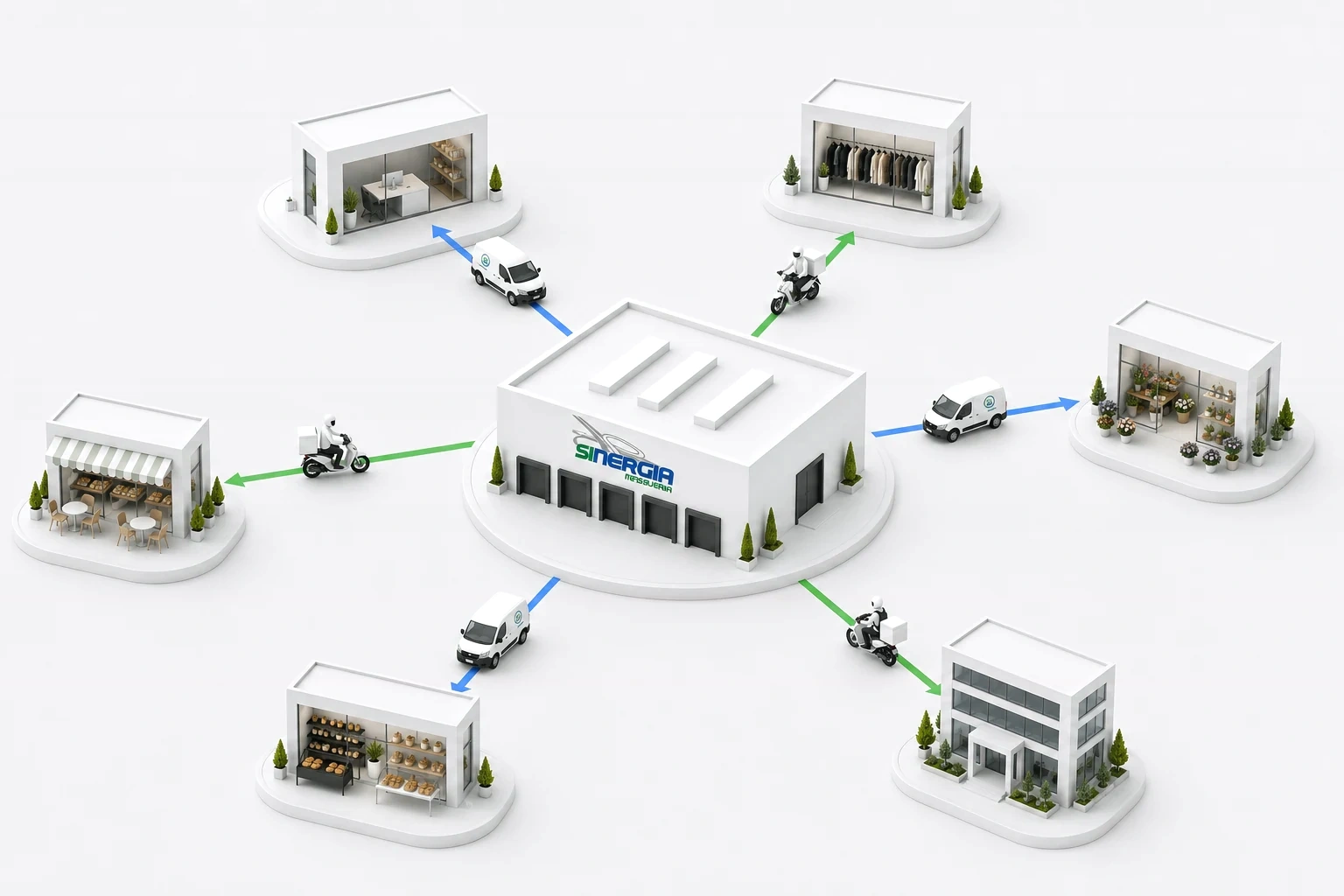 Sinergia destination network: ecommerce, retail, florists, businesses, premium and food